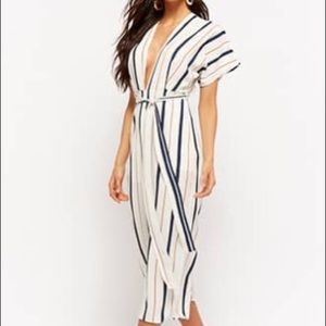 Forever 21 stripe jumpsuit